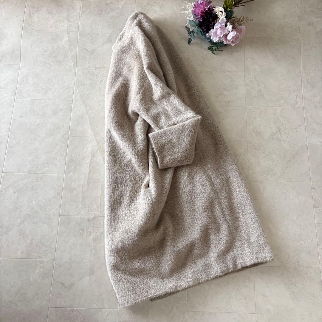 NO.7-183leilian ロングシャギーアルパカコート　白　冬アウター9号