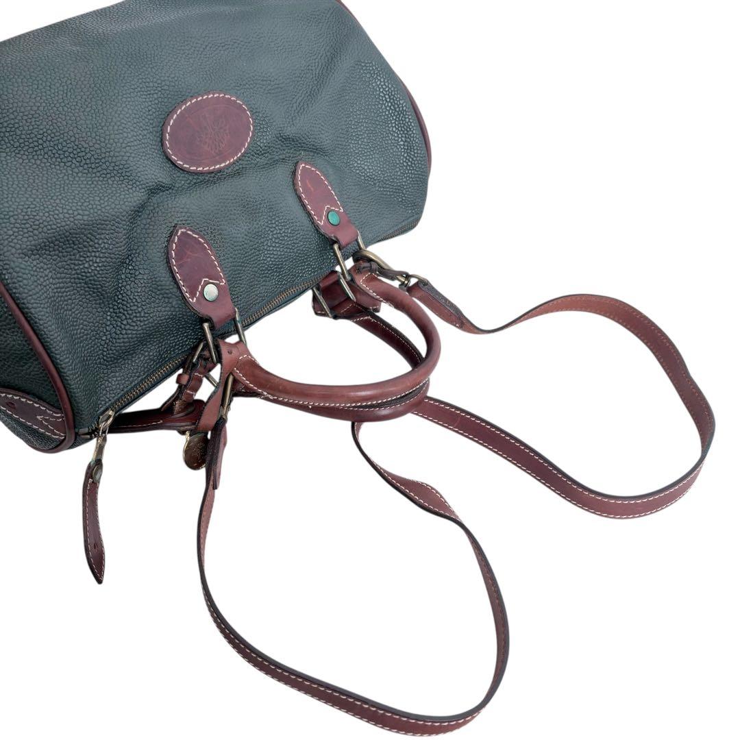 Mulberry マルベリー 2way ボストンバック グリーンレザー ロゴ