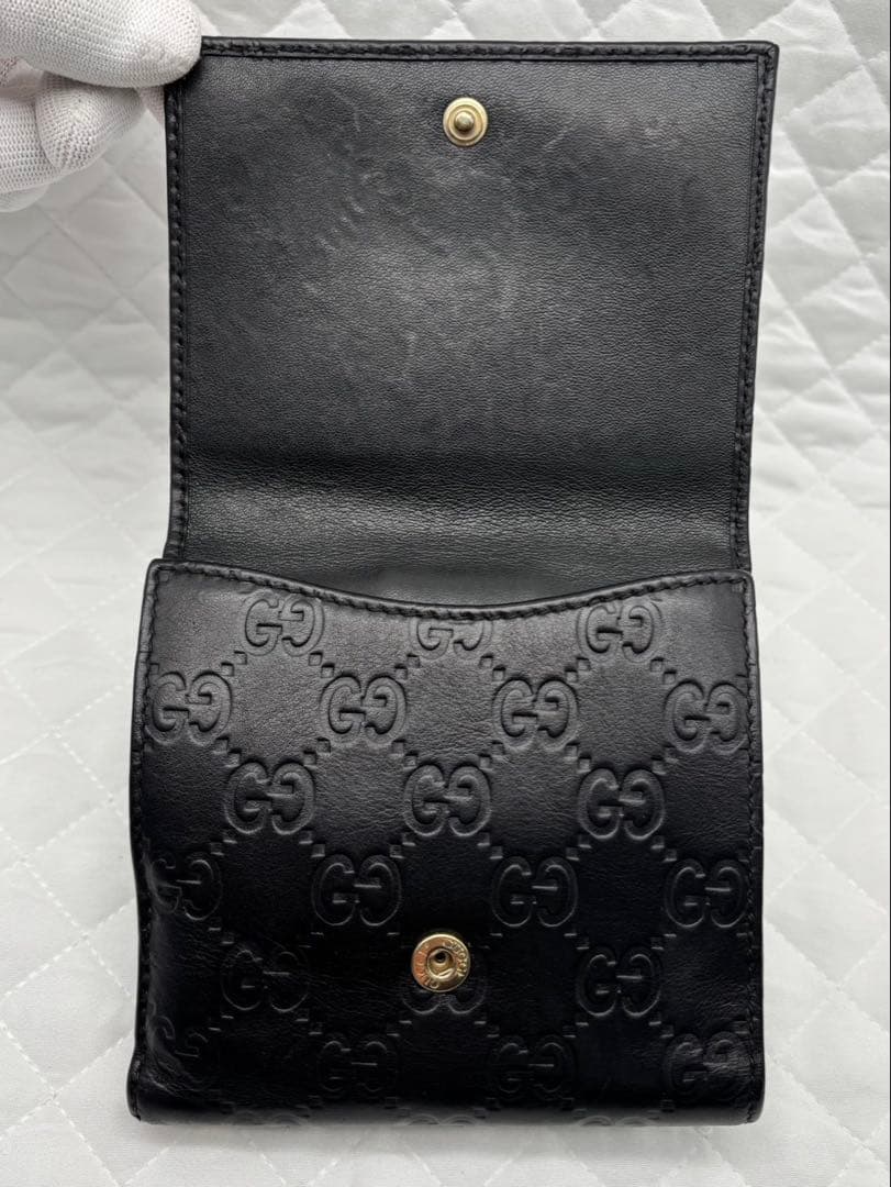 美品　GUCCI グッチ　GGシマレザーレザー 二つ折り財布 181594