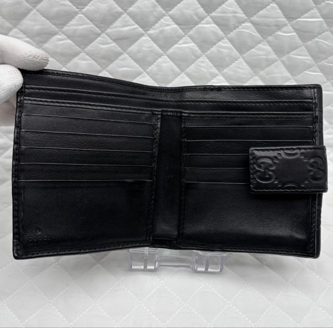 美品　GUCCI グッチ　GGシマレザーレザー 二つ折り財布 181594