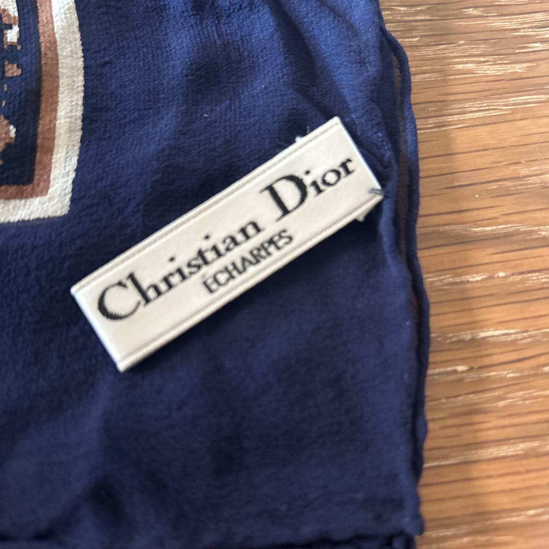 ディオール　Christian Dior スカーフ　ネイビー