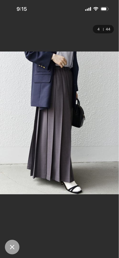 ships anyグレーのプリーツロングスカート