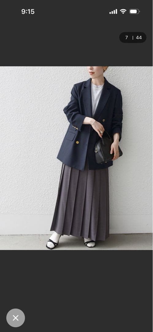 ships anyグレーのプリーツロングスカート