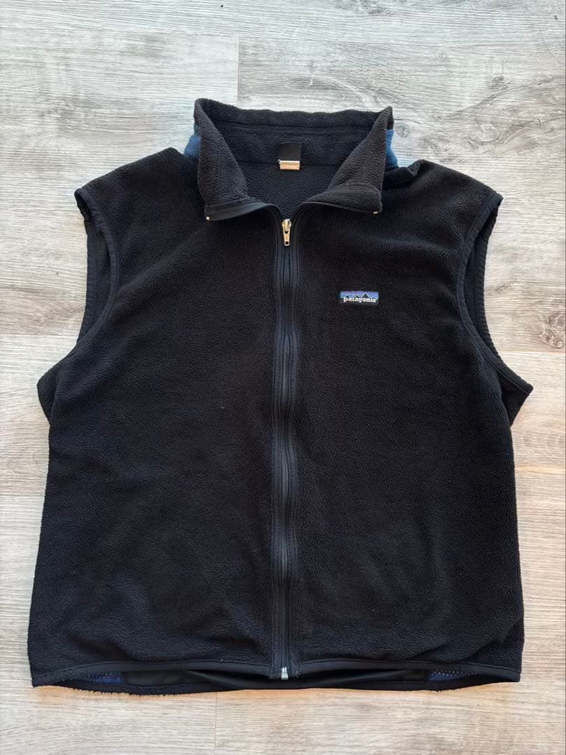 Patagonia USA製 PEF 防風フリースベスト 黒 L#454