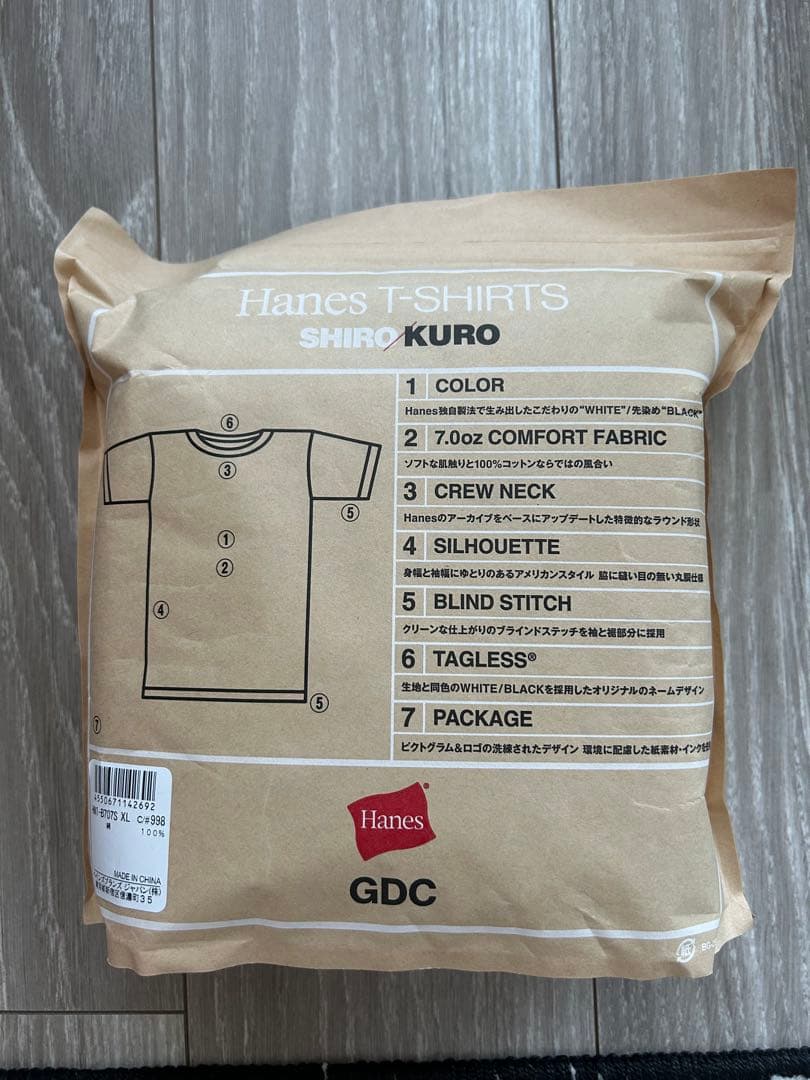 ふ*る様 GDC Hanes Tシャツ XL 白/黒