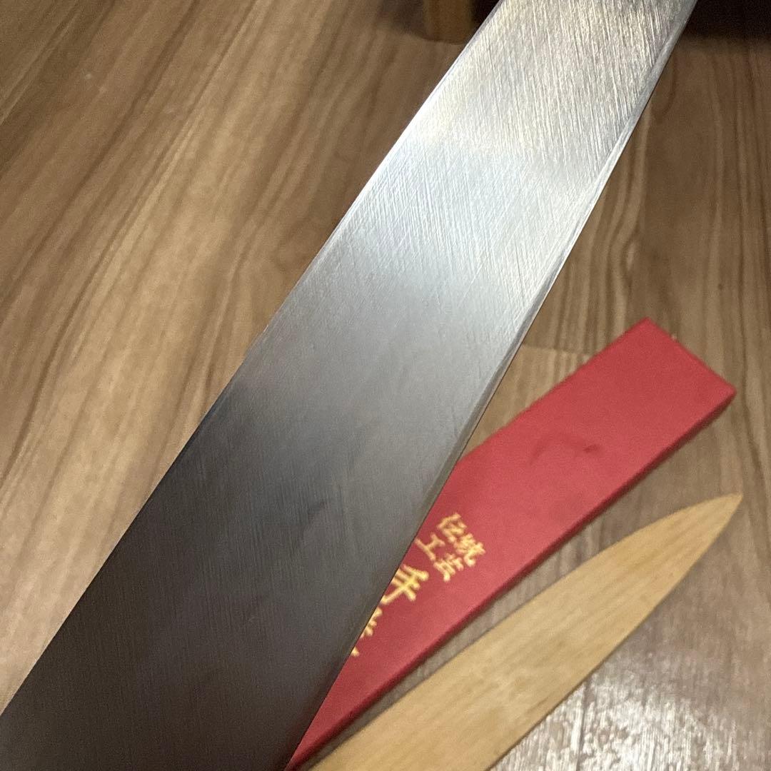 すけ］菊一包永作　柳刃包丁　青鋼水本焼　尺　鞘箱付き　波紋綺麗
