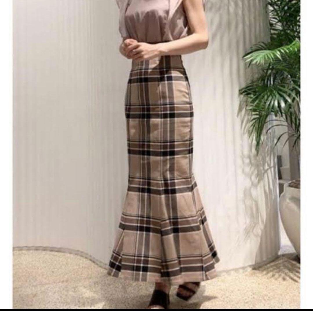 完売品✨未使用タグ付✨SNIDEL ハイウエストヘムフレアチェックスカート 00