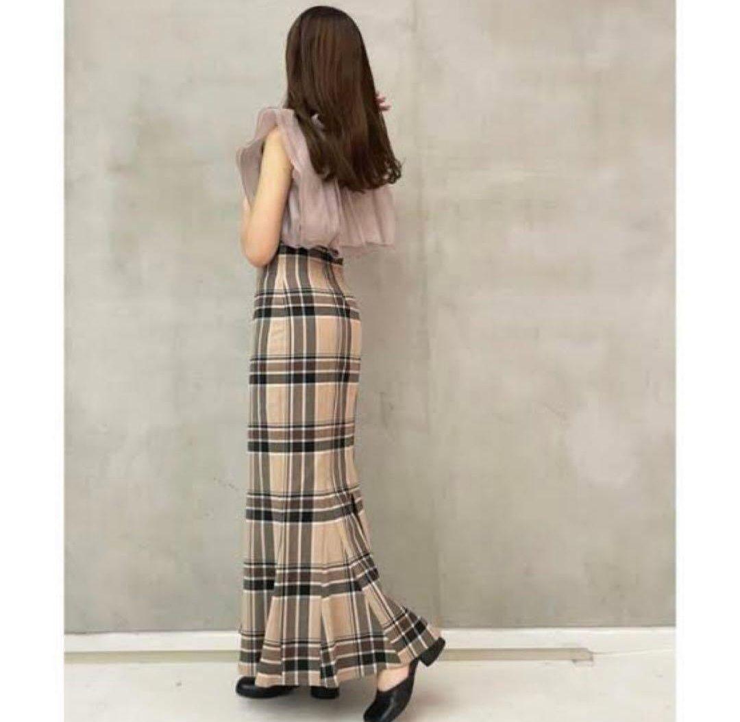 完売品✨未使用タグ付✨SNIDEL ハイウエストヘムフレアチェックスカート 00