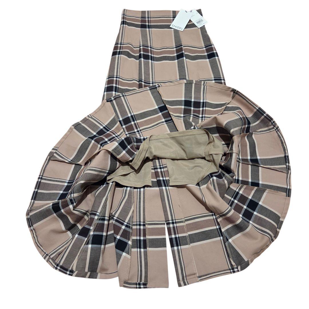 完売品✨未使用タグ付✨SNIDEL ハイウエストヘムフレアチェックスカート 00