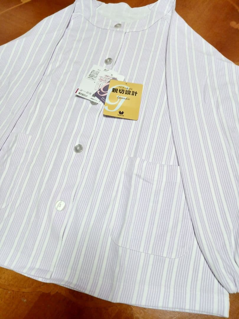 ◎新品ワコール　グランダー　パジャマ✨極柔✨スムース綿　細ストライプパープルG㉓