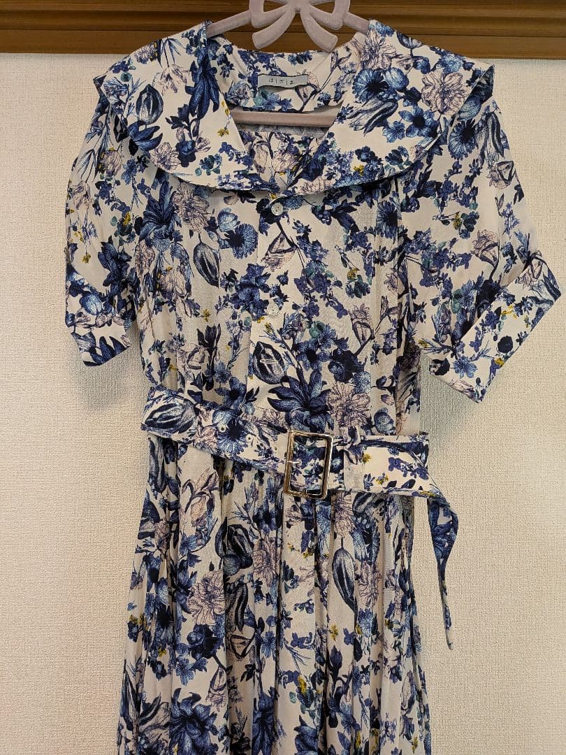 はざま hazama 夏かしのワンピース botanical blue S