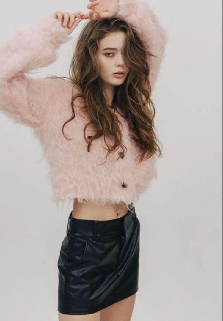 トップス THETOE Westminster Shaggy Cardigan pink