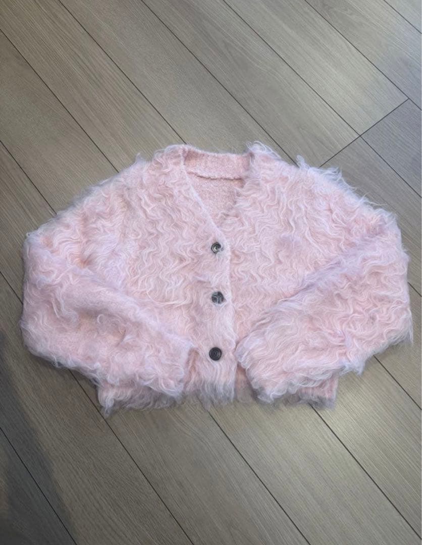 トップス THETOE Westminster Shaggy Cardigan pink