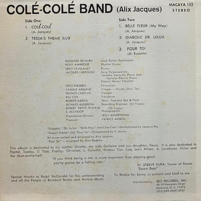 コンパ　Alix Jacques Colé Colé Band