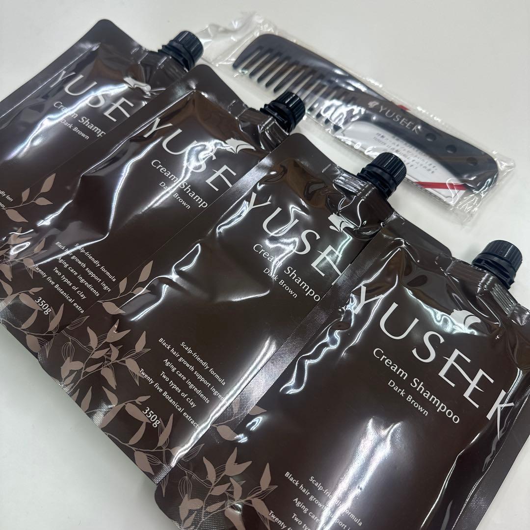 YUSEEK クリームシャンプー ダークブラウン 350g 4個セット