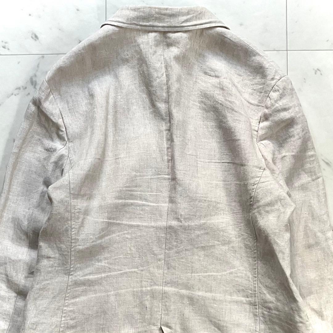 美品 23区 リネン ダブルブレストジャケット 洗える 40 ベージュ