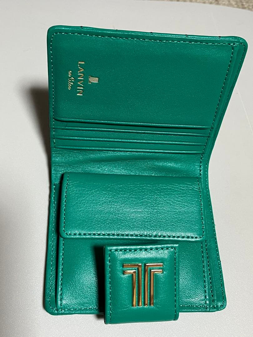 LANVIN グリーン キルティング 二つ折り財布