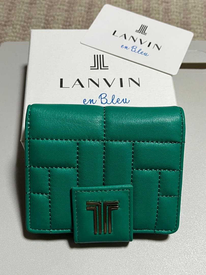 LANVIN グリーン キルティング 二つ折り財布