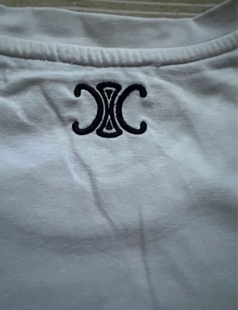 CÉLINE ホワイト Tシャツ ロゴ 半袖Tシャツ 背面 刺繍 セリーヌP専用