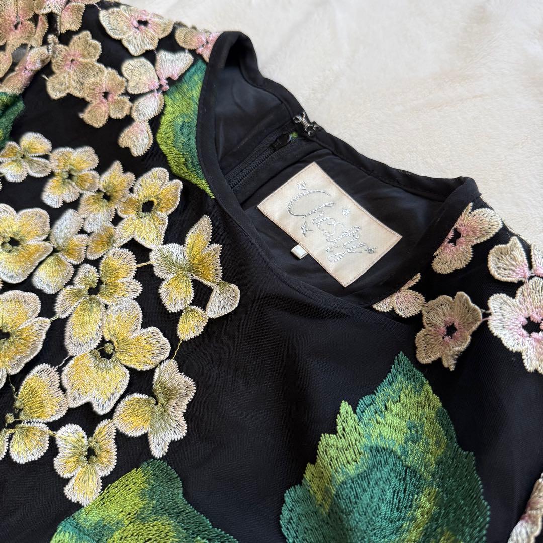 美品Chestyチェスティ紫陽花刺繍ワンピース完売人気フラワーサイズ0あじさい