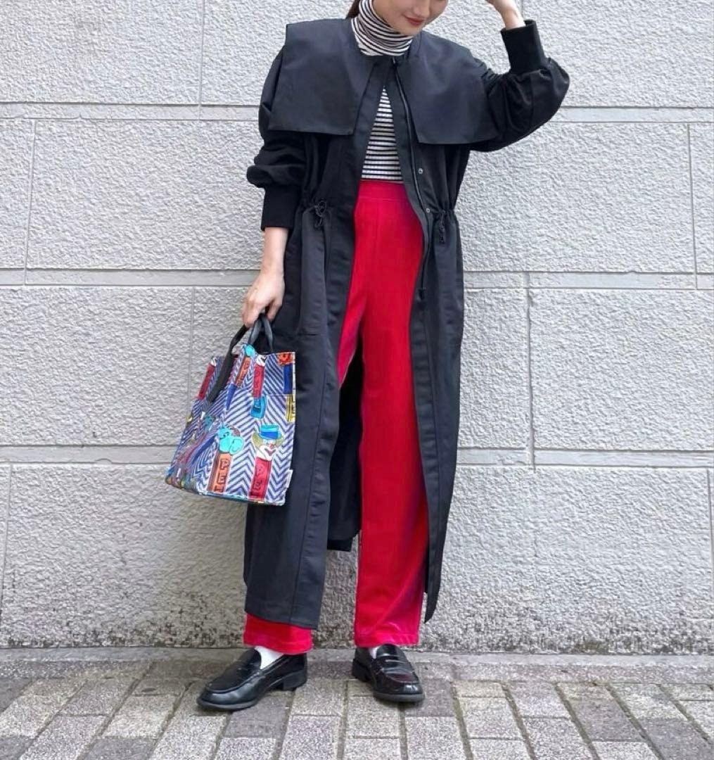【タグ未使用】SUM1 STYLEスミ スタイル 襟付き2WAY馬刺繍コート 黒