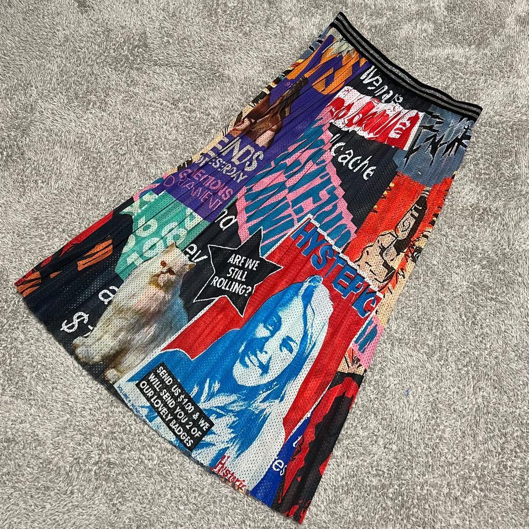 HYSTERIC GLAMOUR ヒスガール総柄 メッシュ ロングスカート