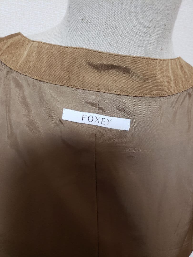 FOXEY フォクシー シルク混フレアワンピース ブラウン ノースリーブ