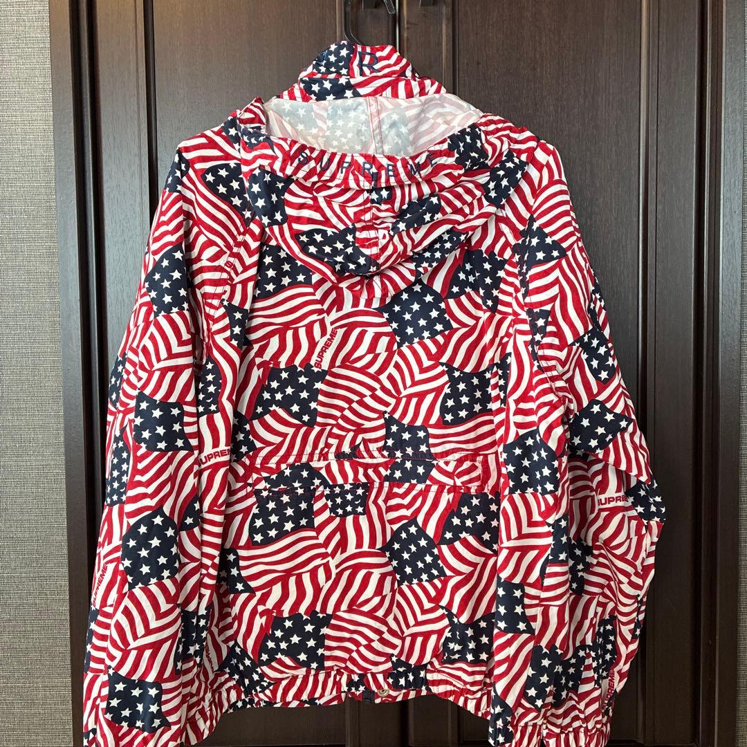 【Supreme】 ジャケット　アメリカ国旗柄 M フード付き ブルゾン　美品