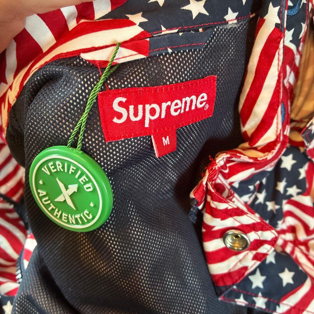 【Supreme】 ジャケット　アメリカ国旗柄 M フード付き ブルゾン　美品
