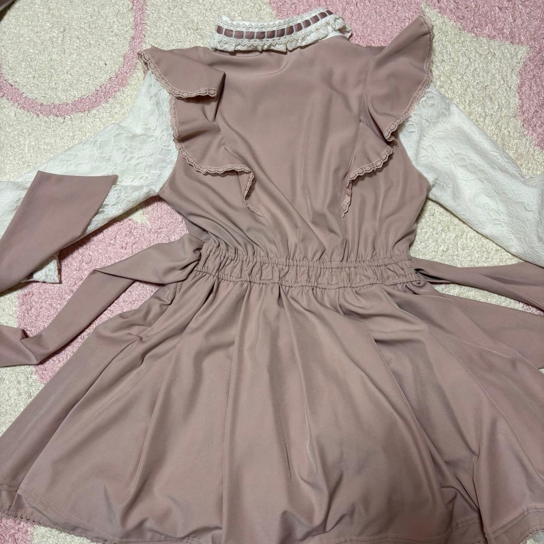 lizlisaダブルハートラッフルワンピース ピンク