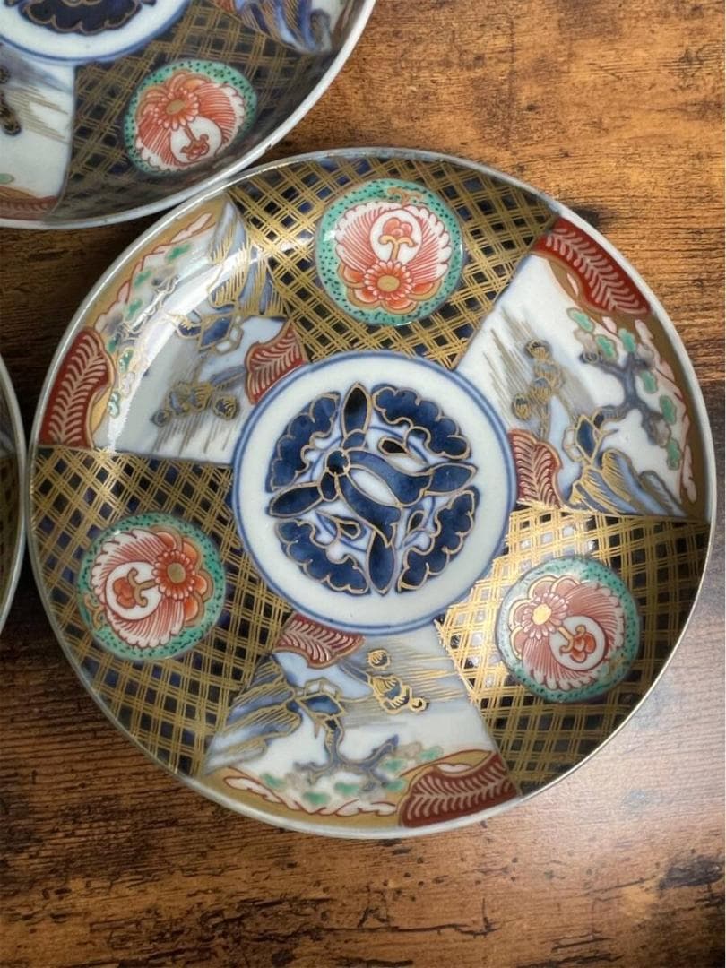 古伊万里 金襴手六寸皿 五客 アンティーク/中皿/銘々皿/お皿