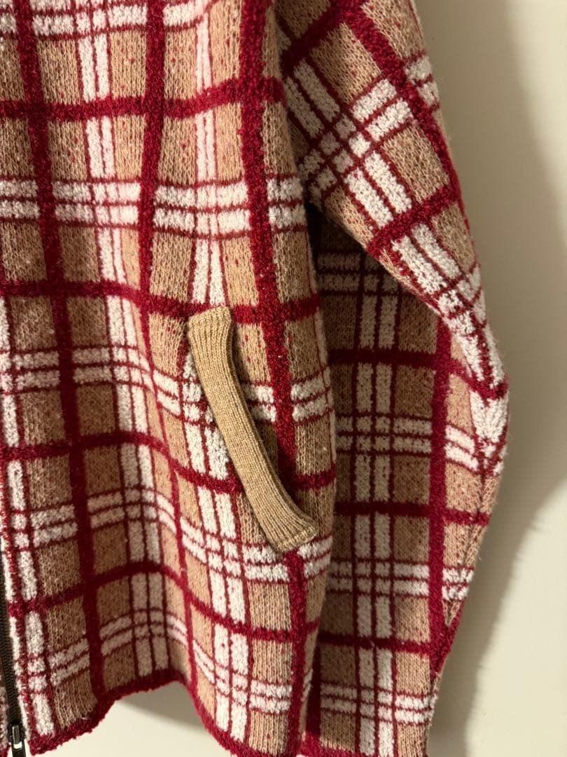 【美品】Vandori チェック柄 ニットジップアップジャケット