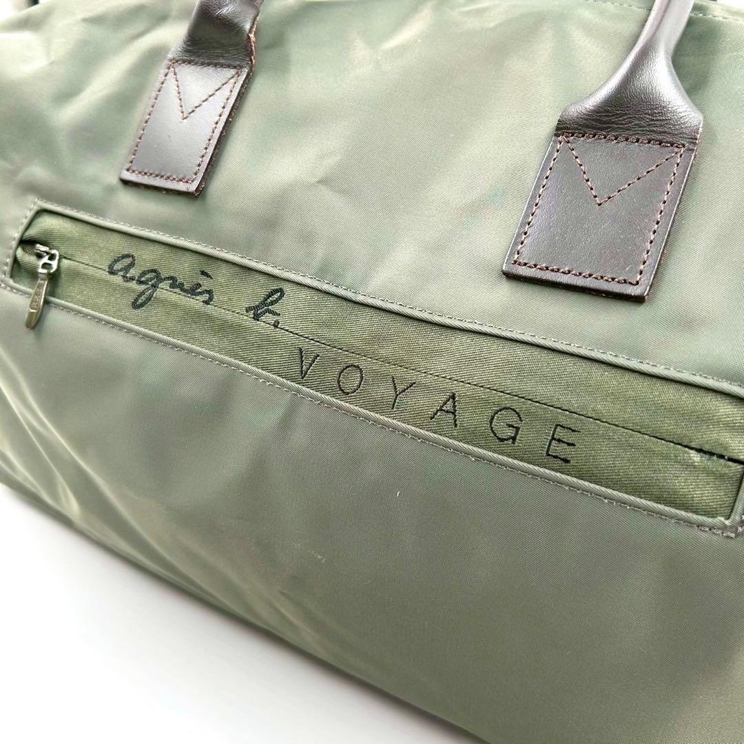 美品 アニエスベー agnes b ボストン ナイロン カーキ 大容量 旅行