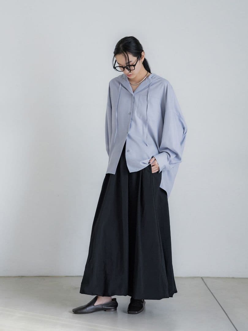 【crewre】ナイロンドレープマキシスカート black