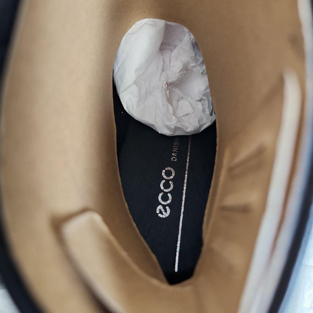 【未使用級】ECCO ブラック　レザー ショートブーツ　ウェッジソール
