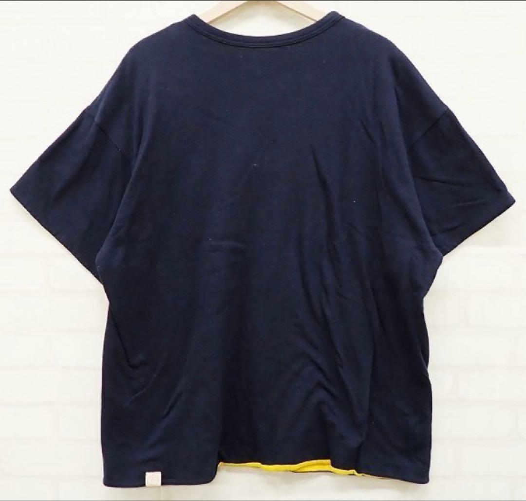 Reversible Tee Navy × Yellow 40