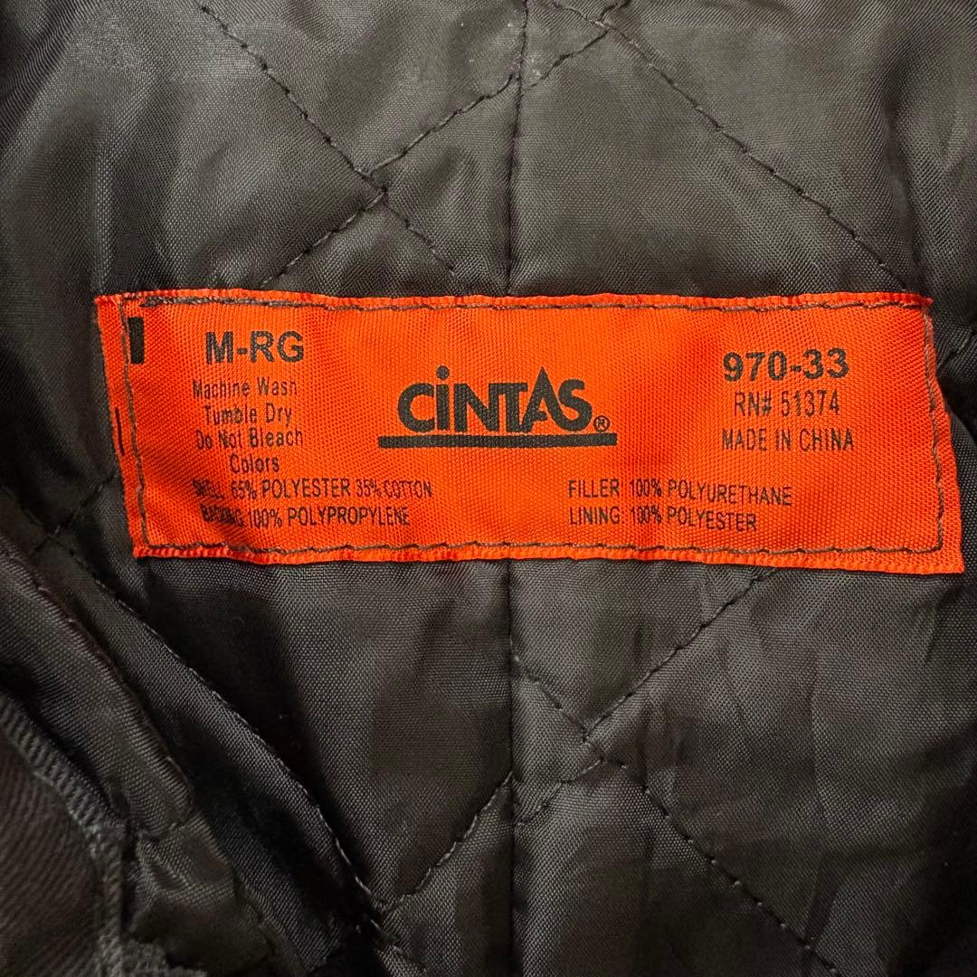 CINTAS ワークジャケット M グレー キルティング裏地 企業系ワッペン