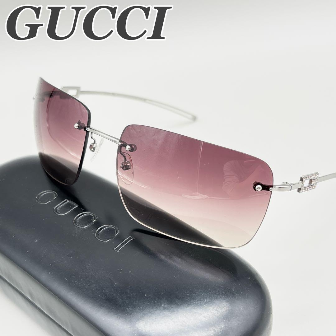 小物 GUCCI y2k sunglasses rimless rhinestone