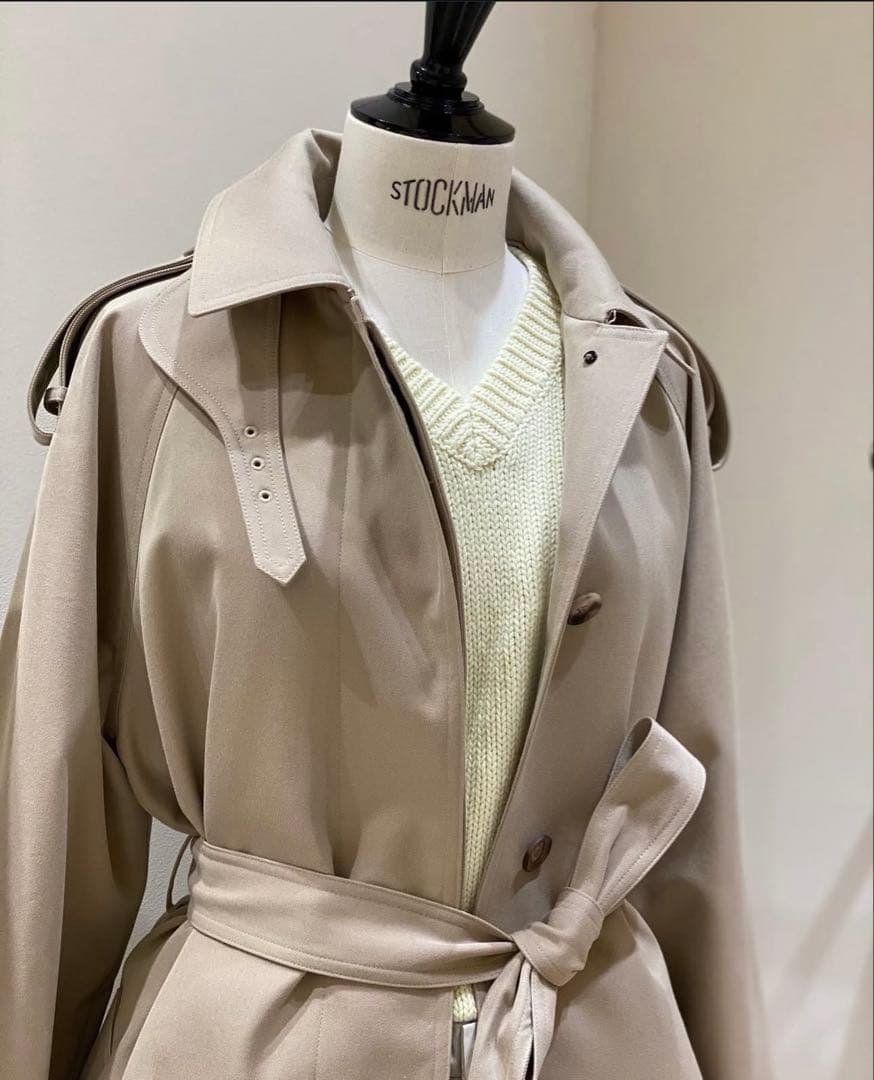 新品✨️定価10万　エブール　コットンシルクシャンブレーステンカラーコート　38