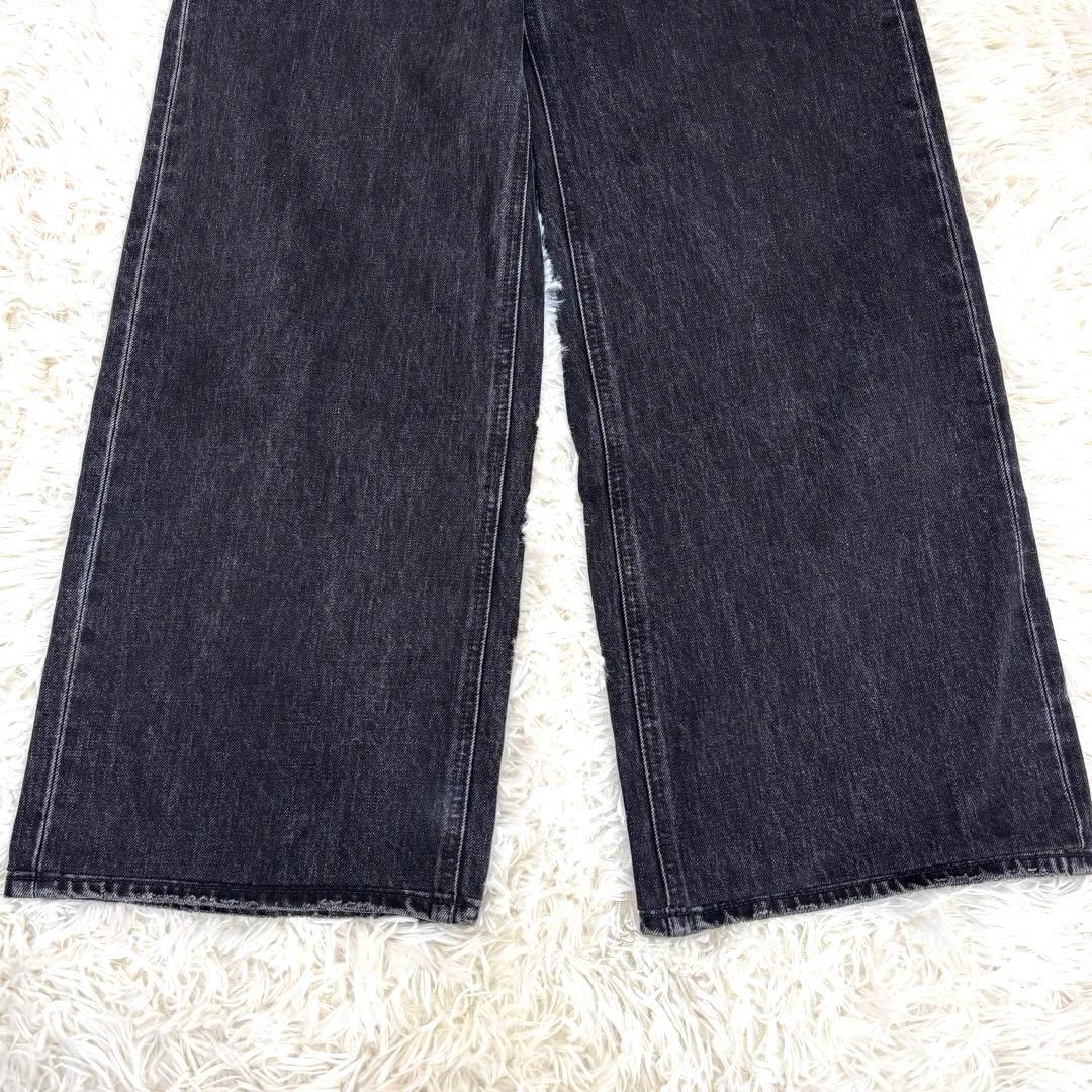 美品 MOUSSY CROSS WAIST WIDE STRAIGHT ブラック