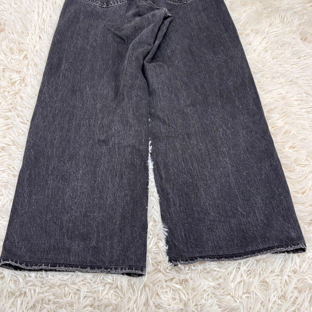 美品 MOUSSY CROSS WAIST WIDE STRAIGHT ブラック
