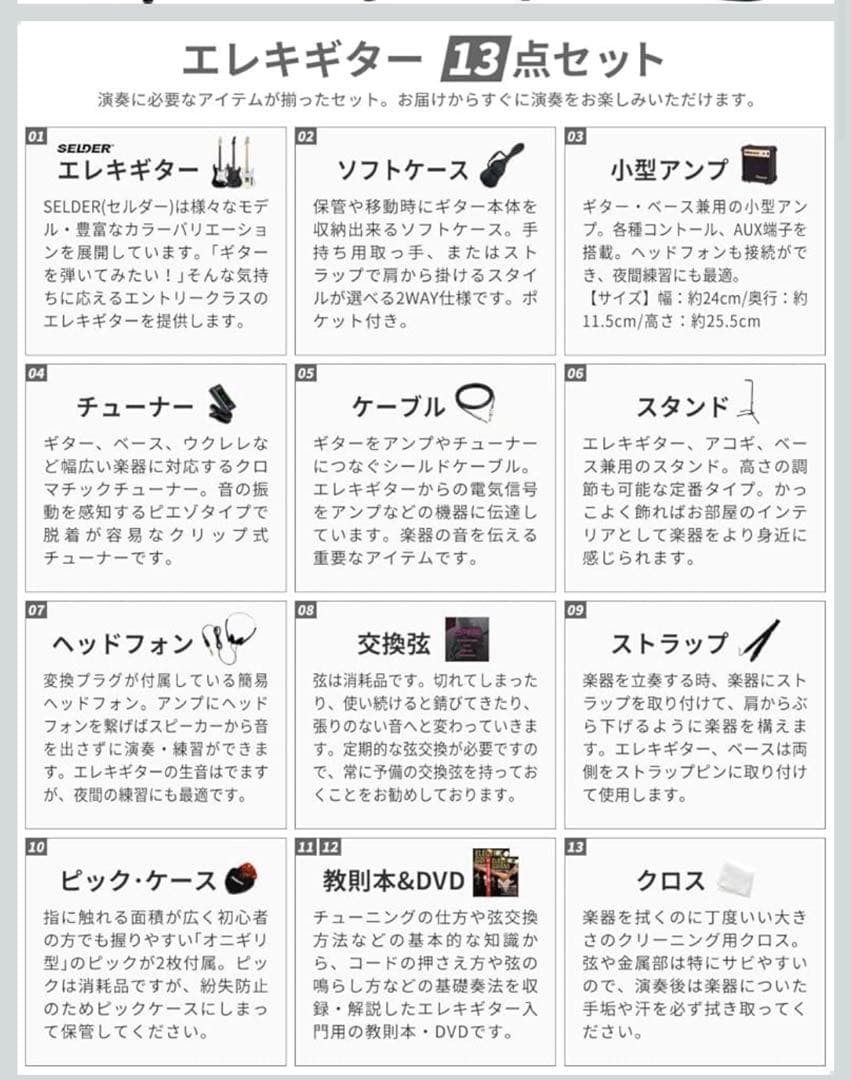 SELDER セルダー エレキギター ストラトキャスタータイプ初心者入門13点