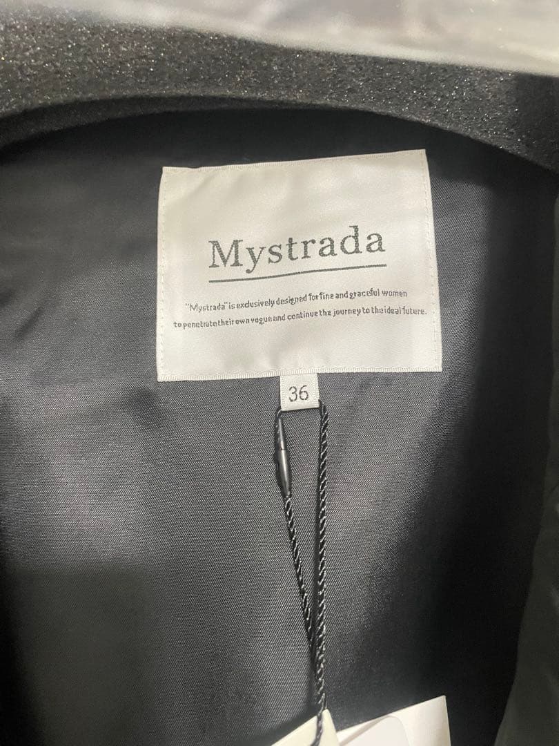 新品タグ付 Mystrada ショールカラーキルティングパテットコート 黒 36