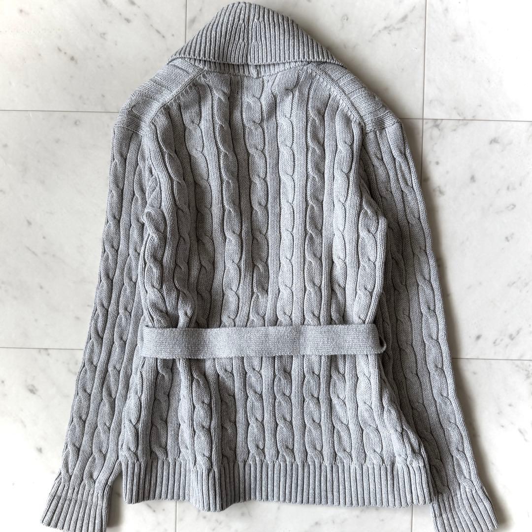美品 ラルフローレン ケーブルニット ガウン L カーディガン グレー
