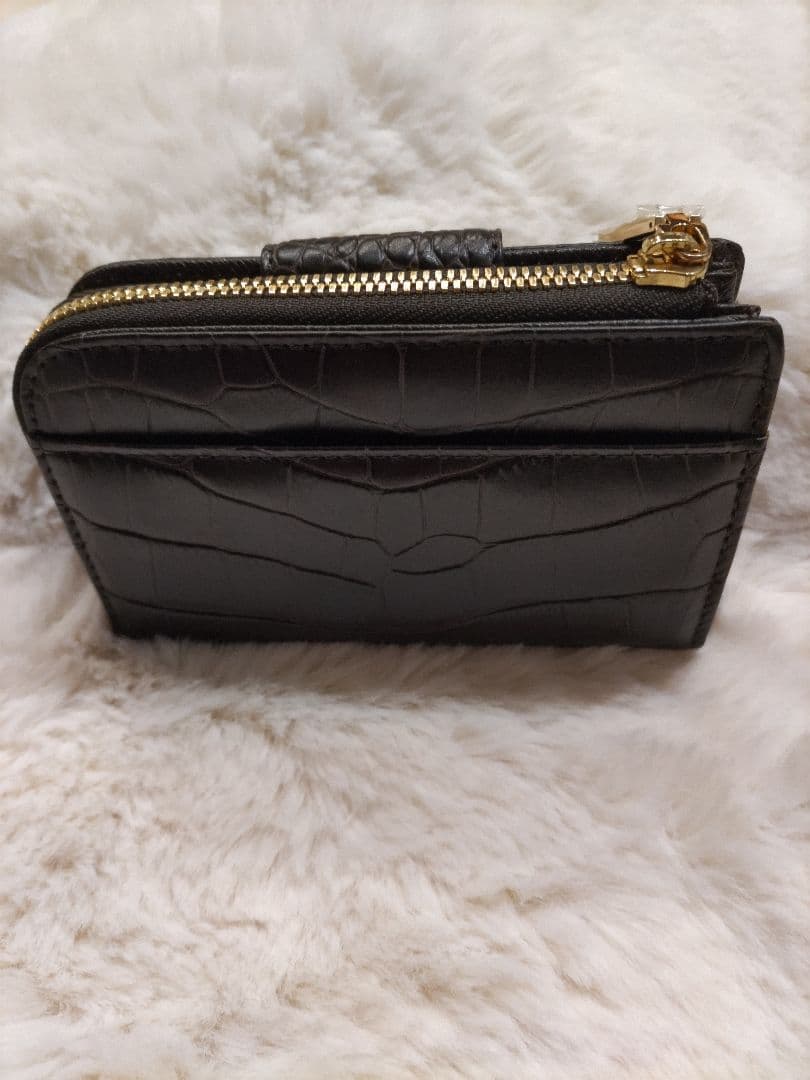美品☆未使用　レザー ジュエルズ　クロコダイル型押し 二つ折り財布