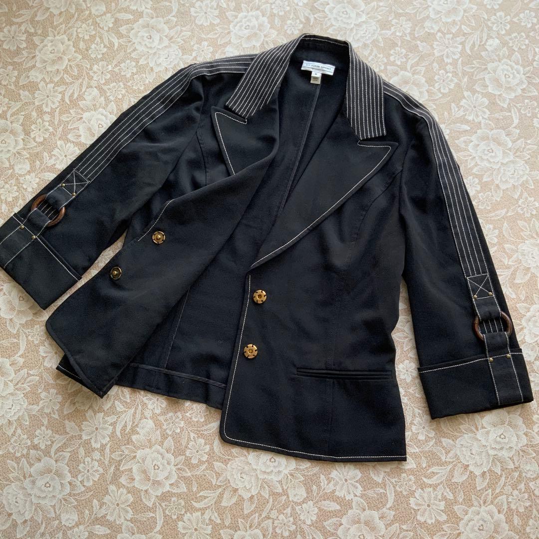 ST.JOHN セントジョン　春物　七分袖ジャケットM 黒