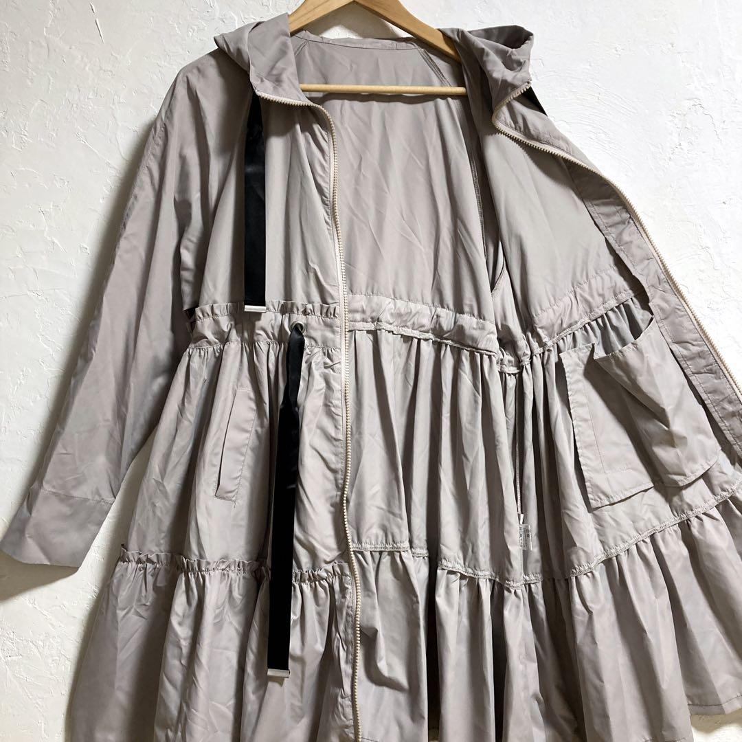 【新品タグ】ヤマダヤFENNEL フード付きロングコート　フリル　ギャザー　M