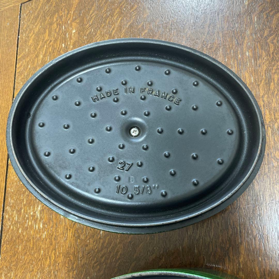 STAUB／ストウブ　オーバルココット27cm 取手カスタム　アボカド 【廃盤】
