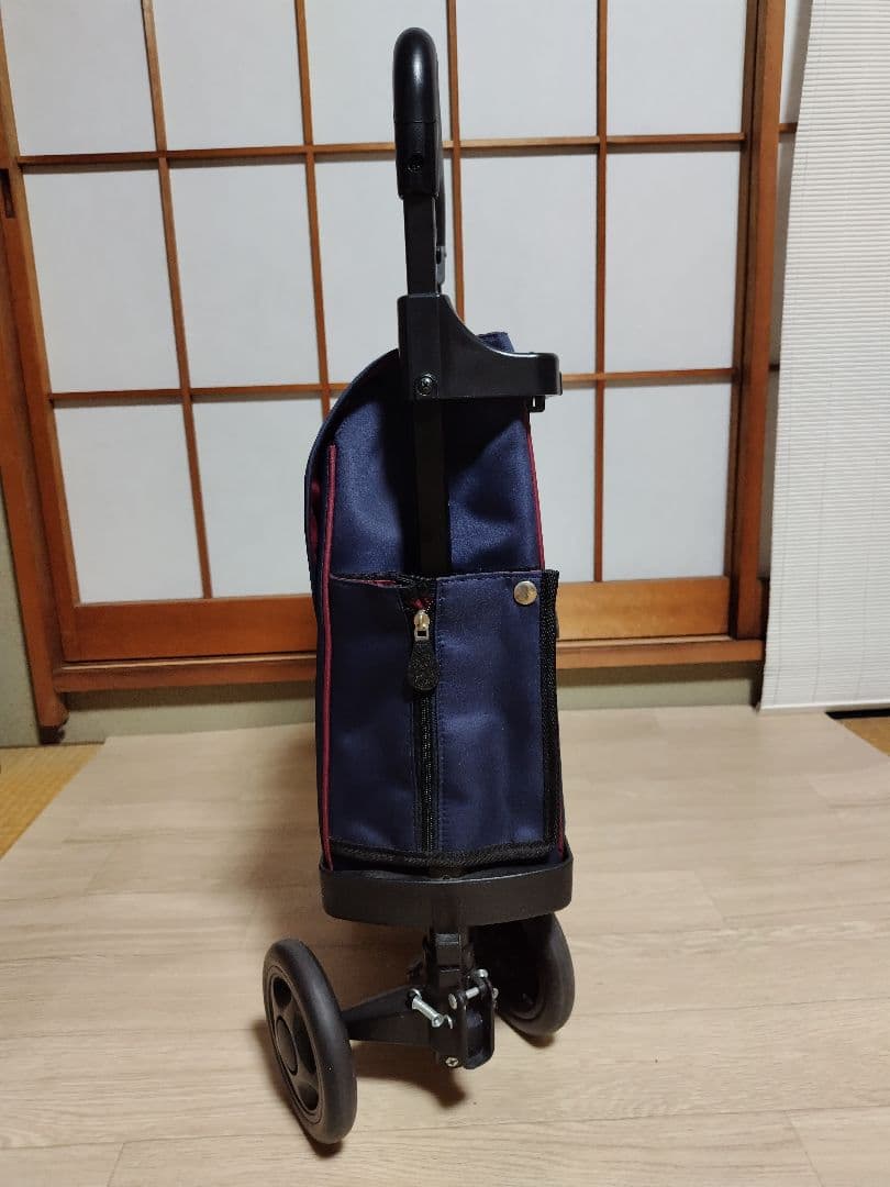 キャリーカート ネイビー 伸縮式ハンドル付き
