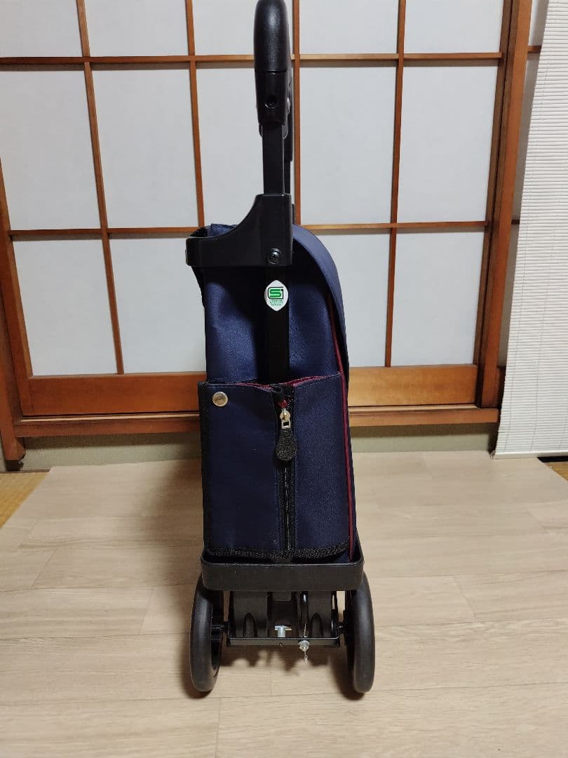 キャリーカート ネイビー 伸縮式ハンドル付き